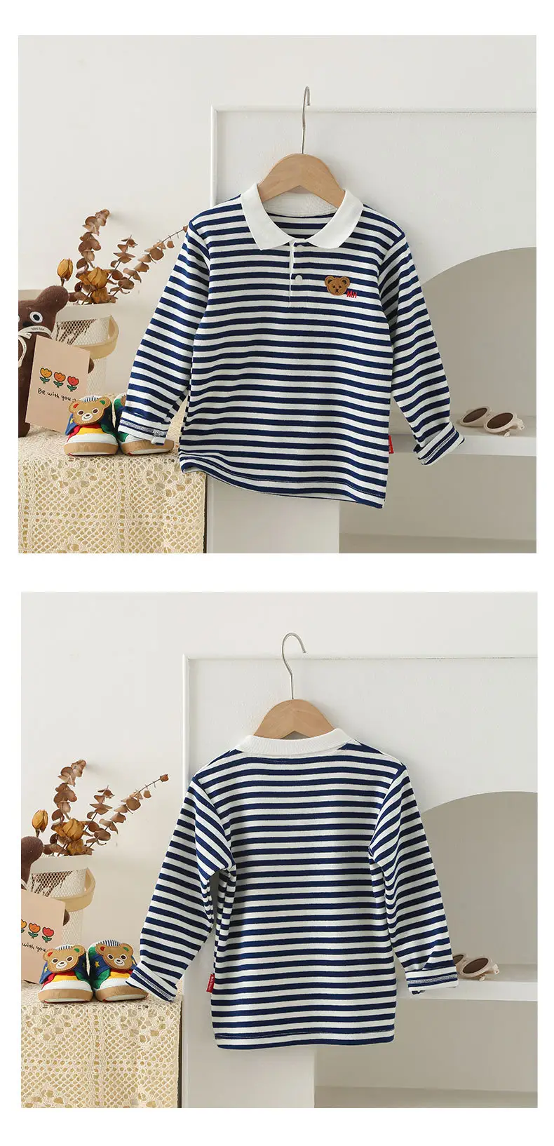 Mikihours Boys Cotton Striped Lapel T-Shirt Top — feature 14