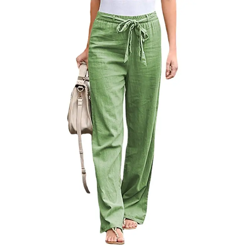 Women Black Elastic Waist Wide Leg Pants Summer - Image 13