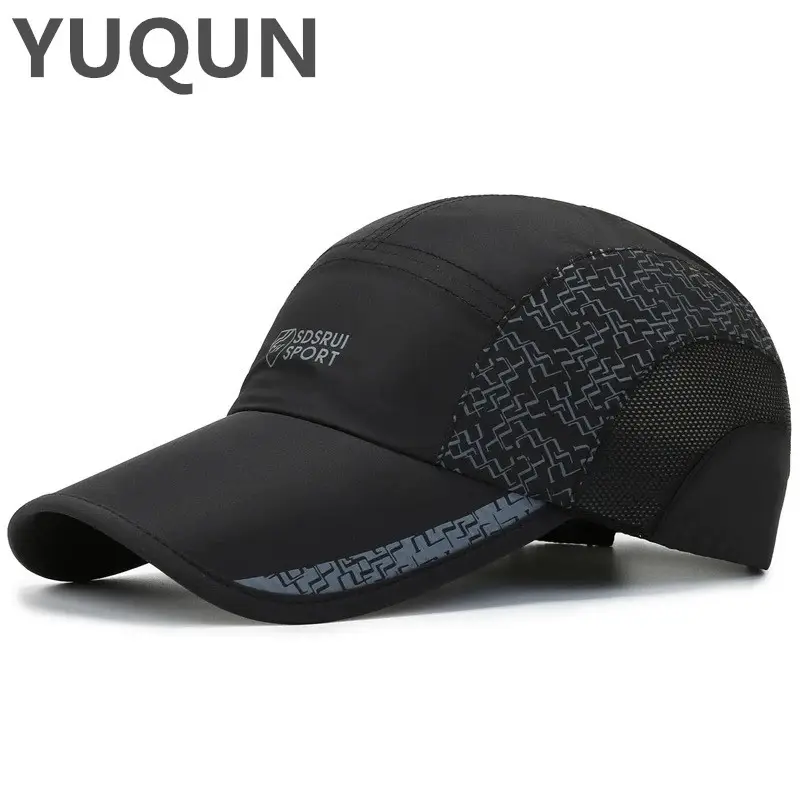Men Grey Geometric Baseball Cap Quick-Drying Outdoor Visor Sun Hat - Image 48