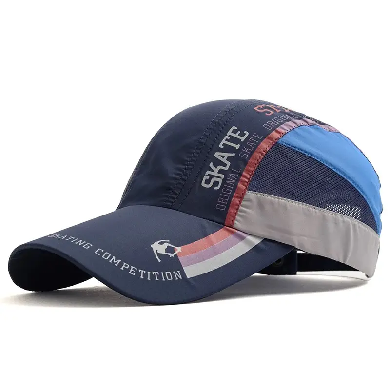 Men Grey Geometric Baseball Cap Quick-Drying Outdoor Visor Sun Hat - Image 21