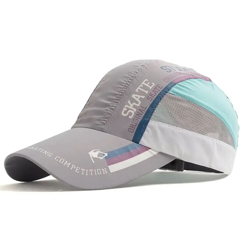 Men Grey Geometric Baseball Cap Quick-Drying Outdoor Visor Sun Hat - Image 22