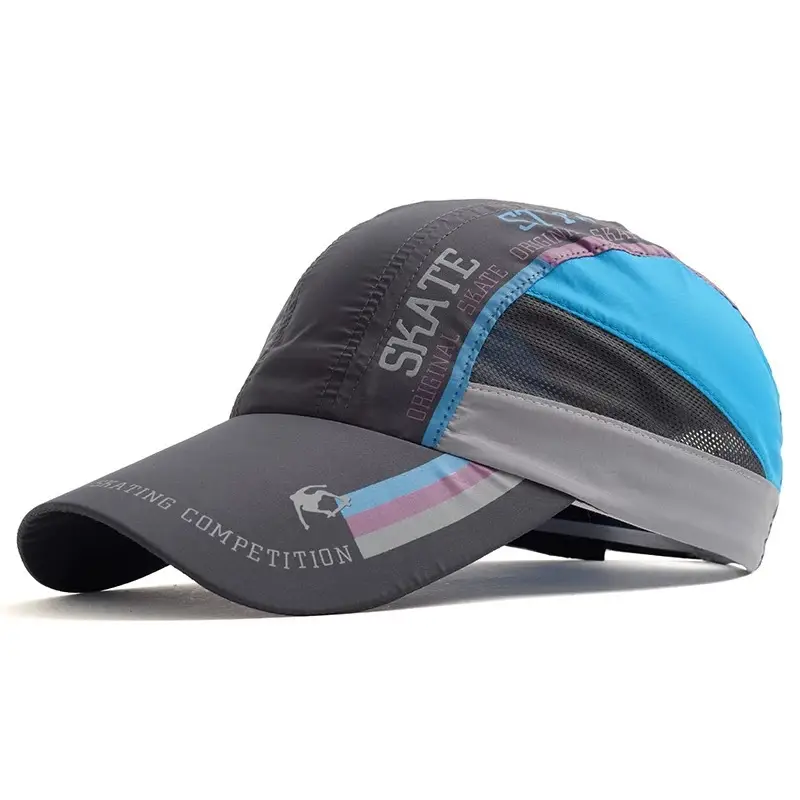 Men Grey Geometric Baseball Cap Quick-Drying Outdoor Visor Sun Hat - Image 23