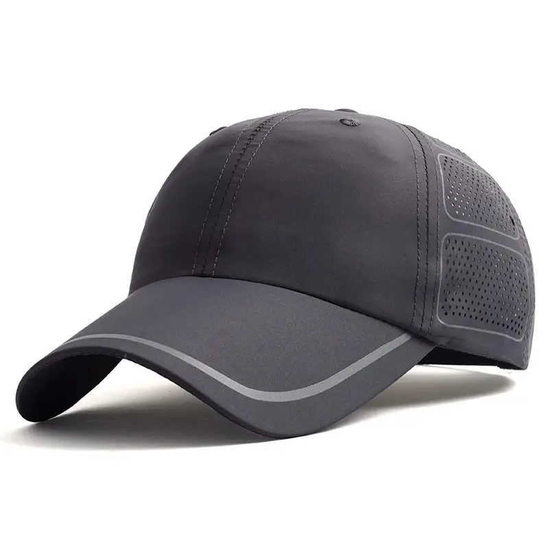 Men Grey Geometric Baseball Cap Quick-Drying Outdoor Visor Sun Hat - Image 30