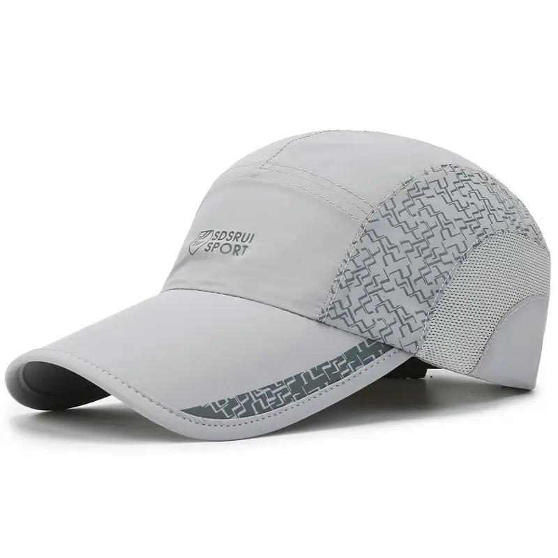 Men Grey Geometric Baseball Cap Quick-Drying Outdoor Visor Sun Hat - Image 3