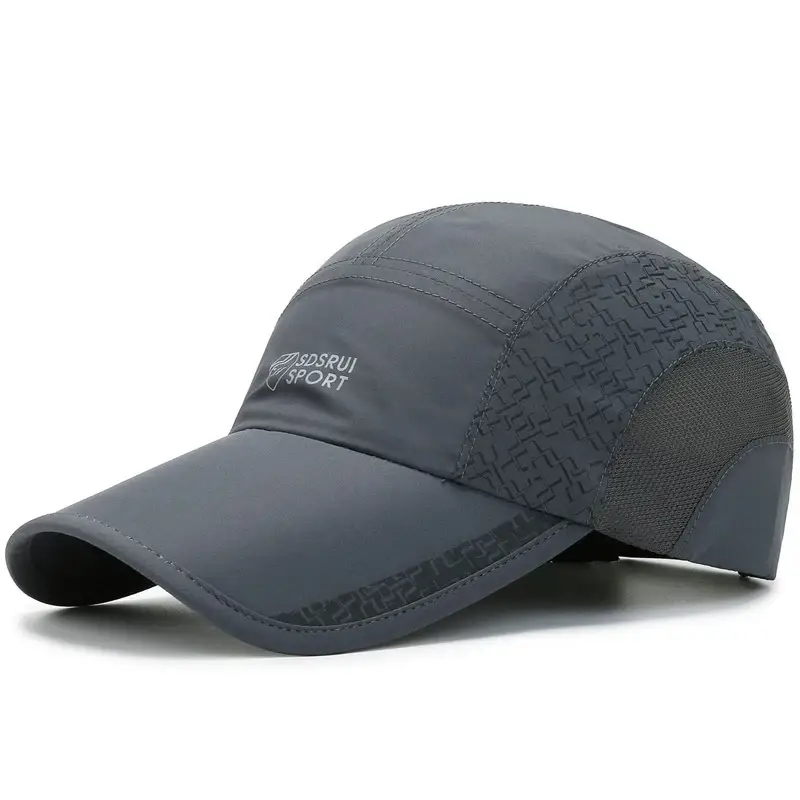 Men Grey Geometric Baseball Cap Quick-Drying Outdoor Visor Sun Hat - Image 4