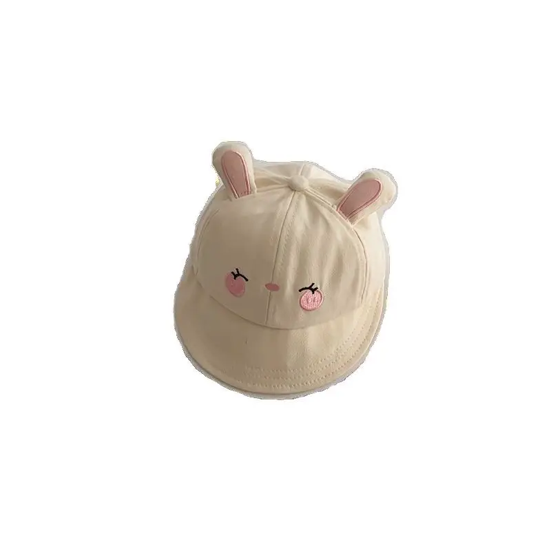 Cute Cartoon Sunshade Cap for Girls Pink & Cream