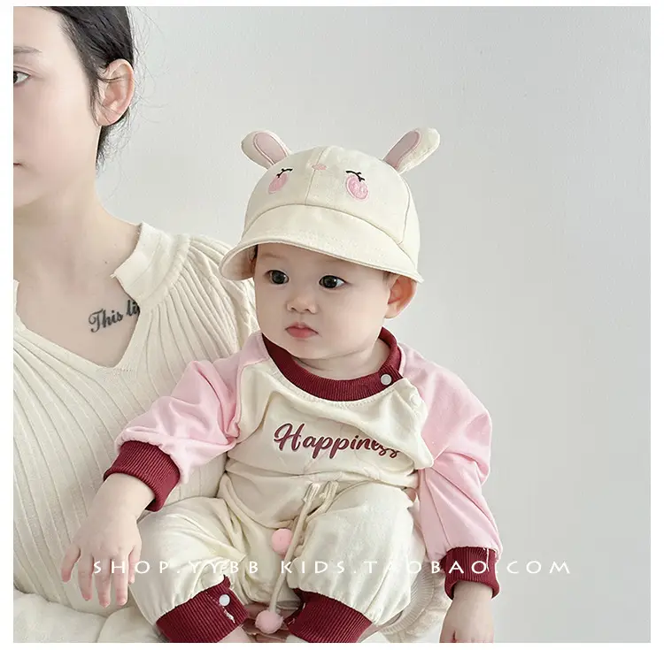 Cute Cartoon Sunshade Cap for Girls Pink & Cream — feature 2