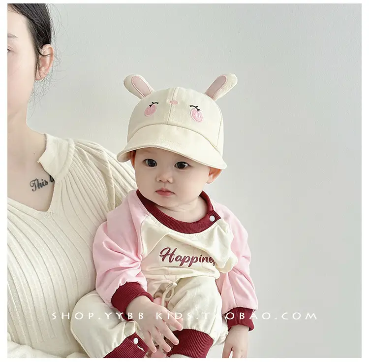 Cute Cartoon Sunshade Cap for Girls Pink & Cream — feature 3