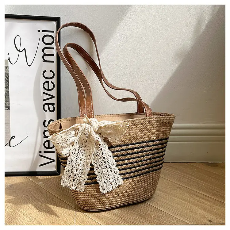 Straw Tote Bag with Lace Bow for Women — feature 20