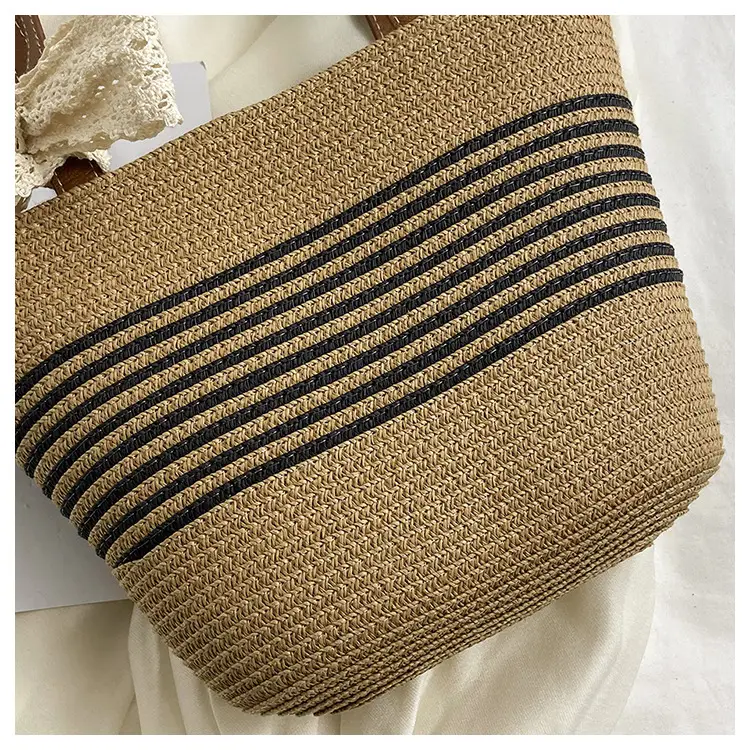 Straw Tote Bag with Lace Bow for Women — feature 6
