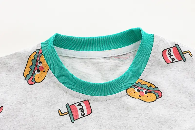 Kids Short Sleeve T-Shirt with Burger Print 2025 Summer — feature 11