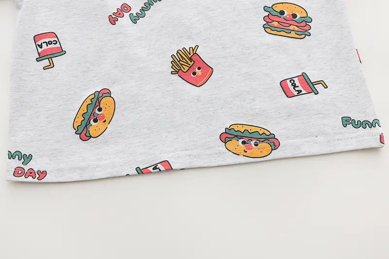 Kids Short Sleeve T-Shirt with Burger Print 2025 Summer — feature 14