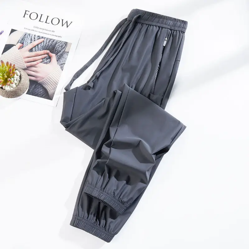 Men Ice Silk Sun Protection Pants Quick Dry Zipper Pocket - Image 16