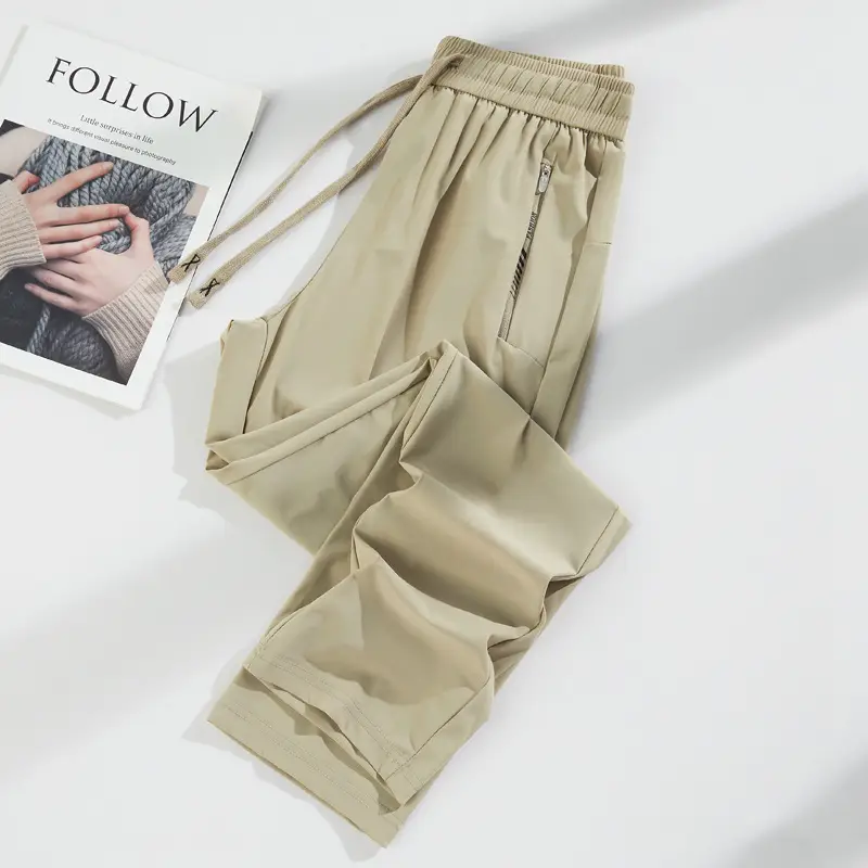 Men Ice Silk Sun Protection Pants Quick Dry Zipper Pocket - Image 6