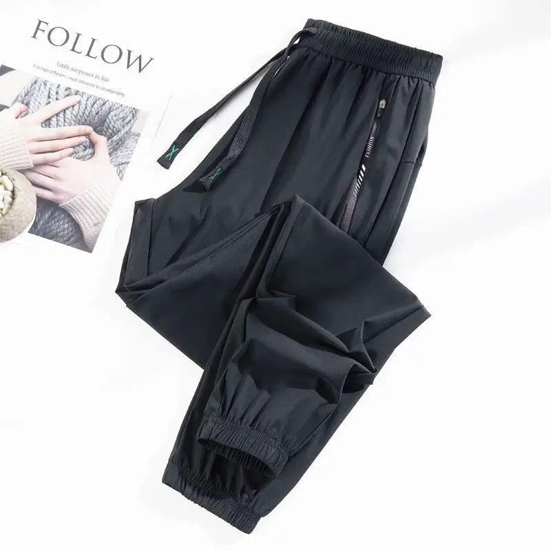 Men Ice Silk Sun Protection Pants Quick Dry Zipper Pocket - Image 9