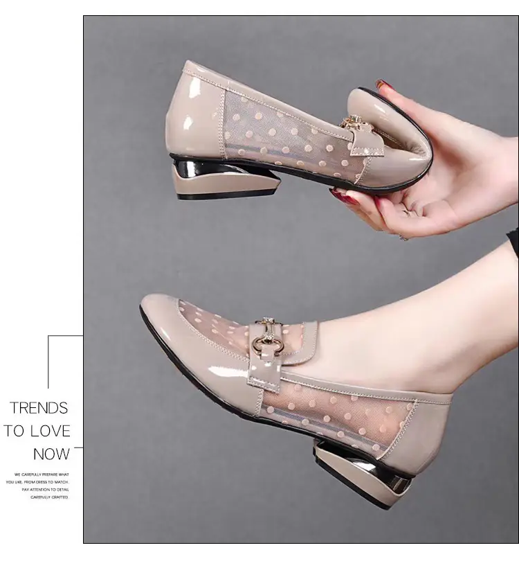 Loafers Low-top Mesh Soft Leather Single-layer Shoes 2025 New Hollow-out Low-heel Women's Sandals Summer Flat Soft-soled Leather Shoes — feature 11