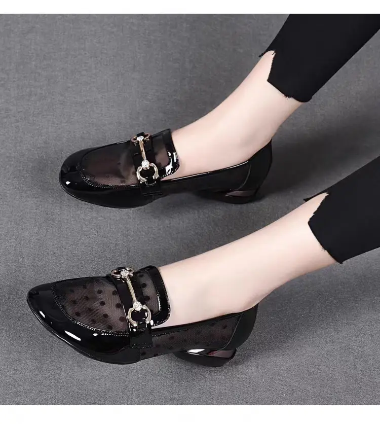 Loafers Low-top Mesh Soft Leather Single-layer Shoes 2025 New Hollow-out Low-heel Women's Sandals Summer Flat Soft-soled Leather Shoes — feature 7