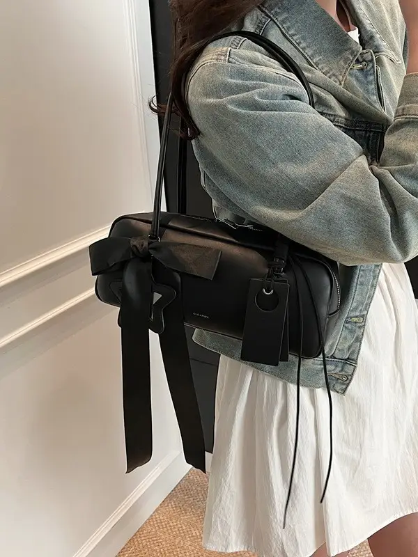 Pink Bow Shoulder Bag for Women - Image 10