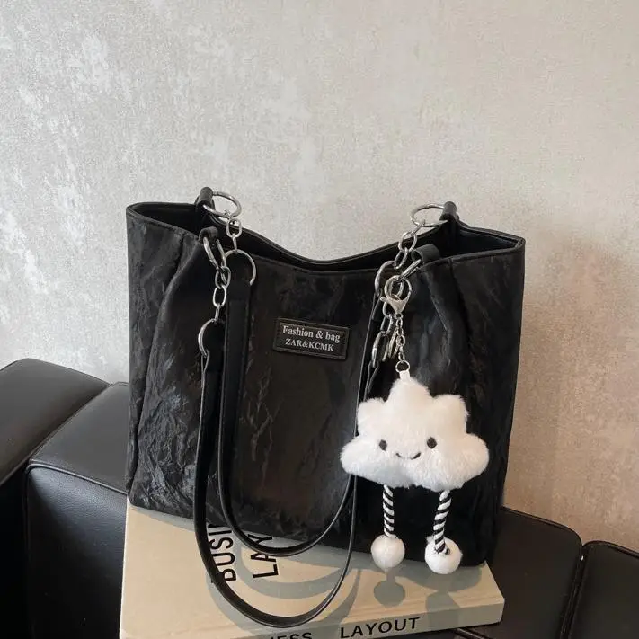 Women's Cream Crossbody Tote Bag with Cute Charm - Image 4