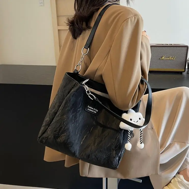 Women's Cream Crossbody Tote Bag with Cute Charm - Image 5