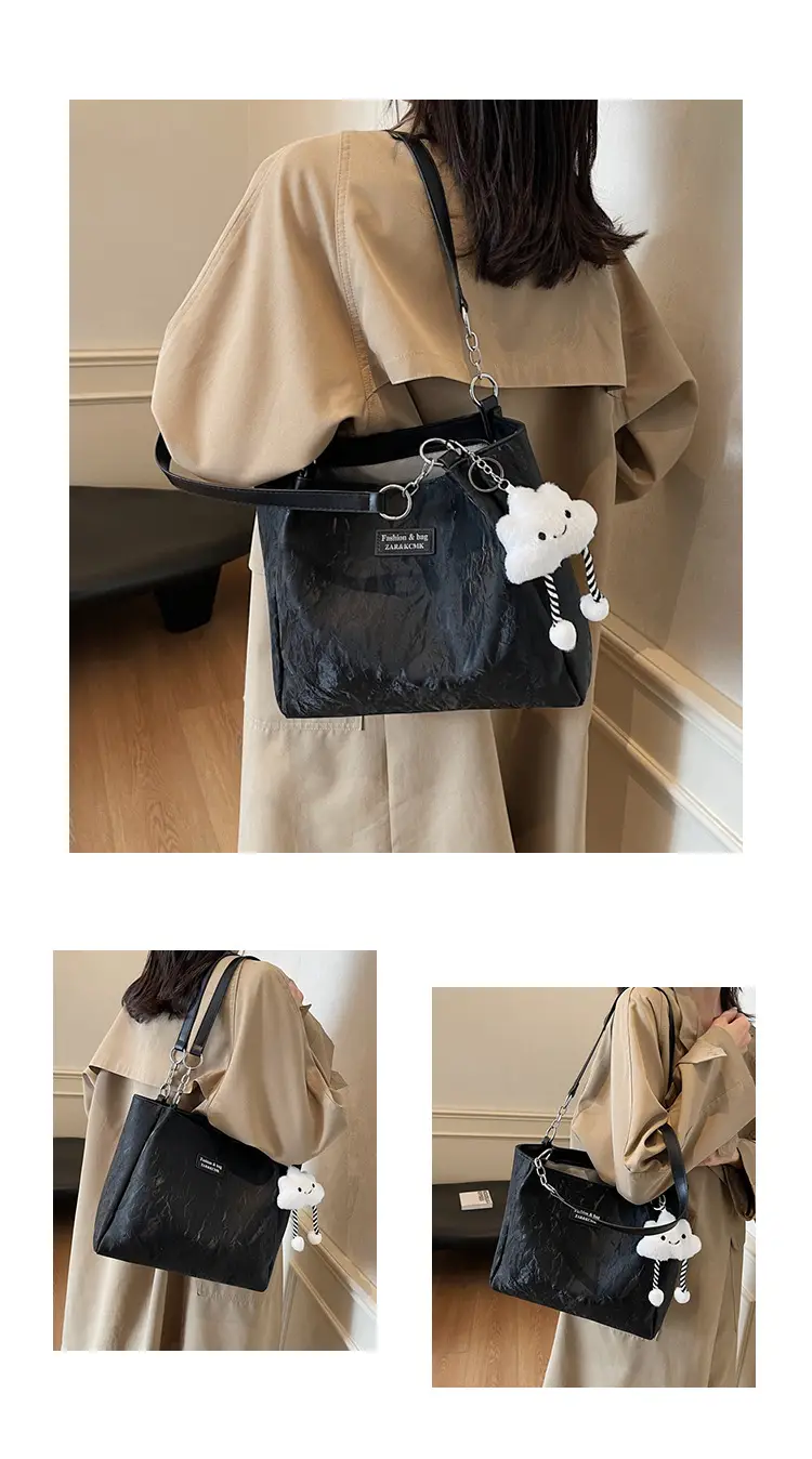 Women's Cream Crossbody Tote Bag with Cute Charm — feature 11