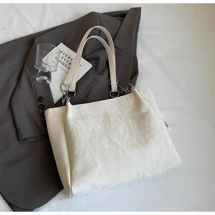 Women's Cream Crossbody Tote Bag with Cute Charm — feature 19