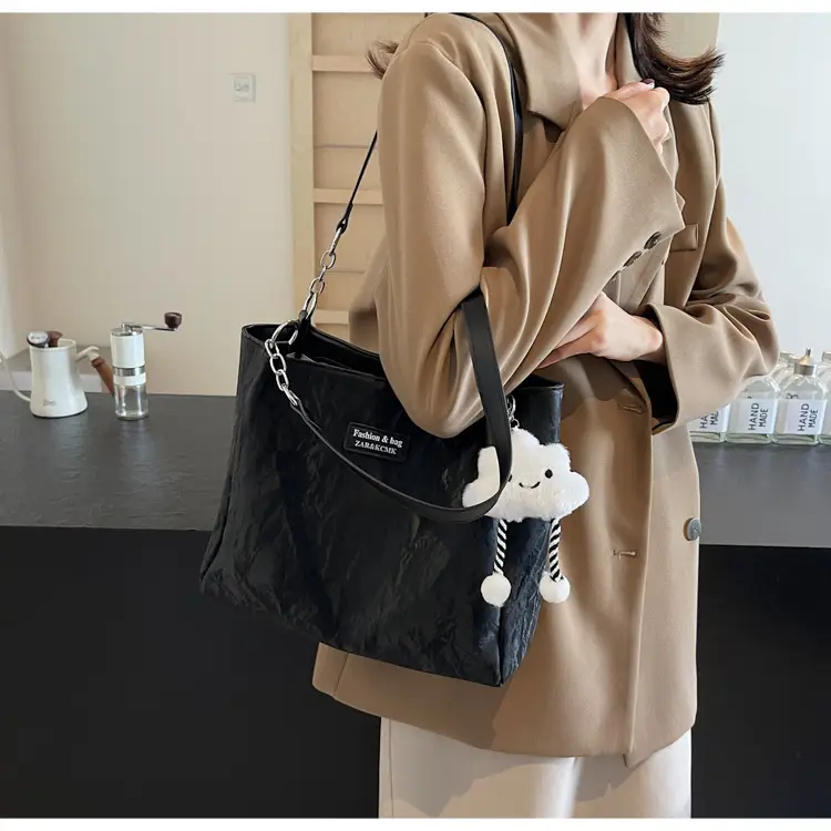 Women's Cream Crossbody Tote Bag with Cute Charm — feature 25
