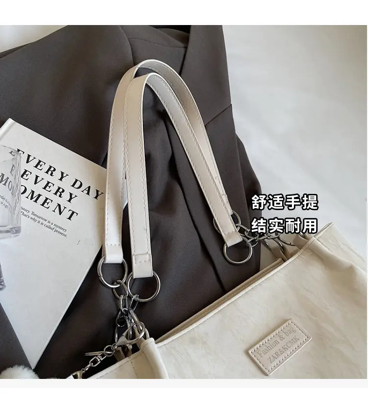 Women's Cream Crossbody Tote Bag with Cute Charm — feature 5