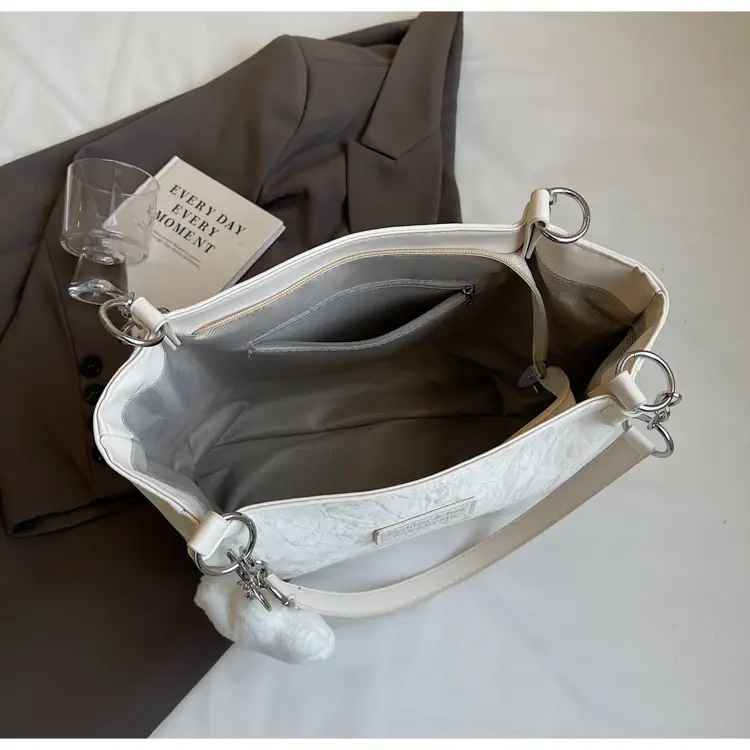 Women's Cream Crossbody Tote Bag with Cute Charm — feature 9