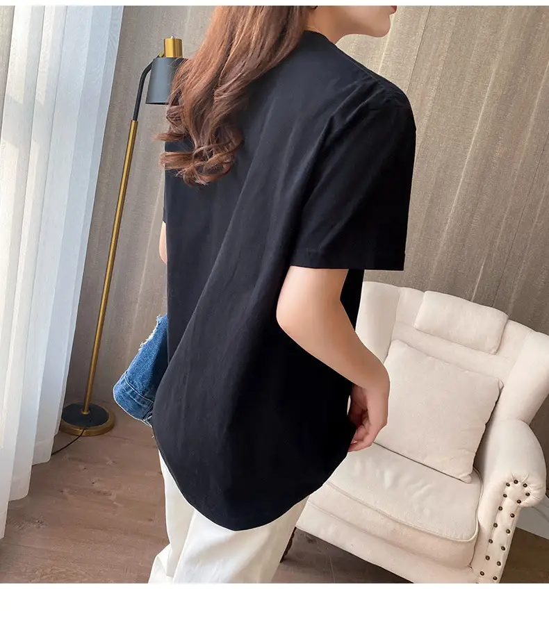 220g Xinjiang heavyweight cotton crew neck bottoming T-shirt white short sleeve T-shirt loose solid color men's and women's half sleeve jacket summer — feature 13