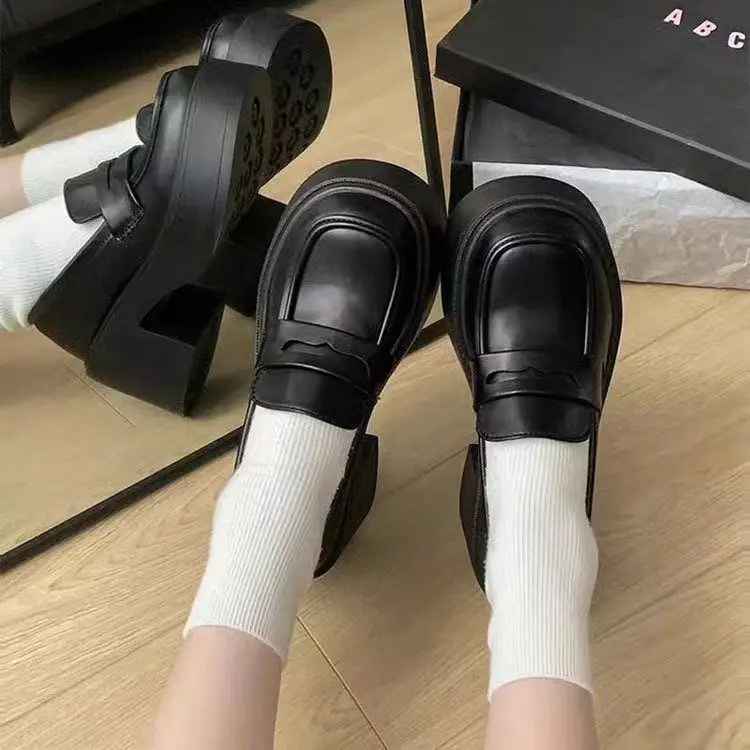 French Retro British Style Thick Heel JK Uniform High Heel Small Leather Shoes Women's 2025 New Spring All-match Loafers - Image 6