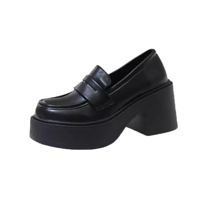 French Retro British Style Thick Heel JK Uniform High Heel Small Leather Shoes Women's 2025 New Spring All-match Loafers - Image 8