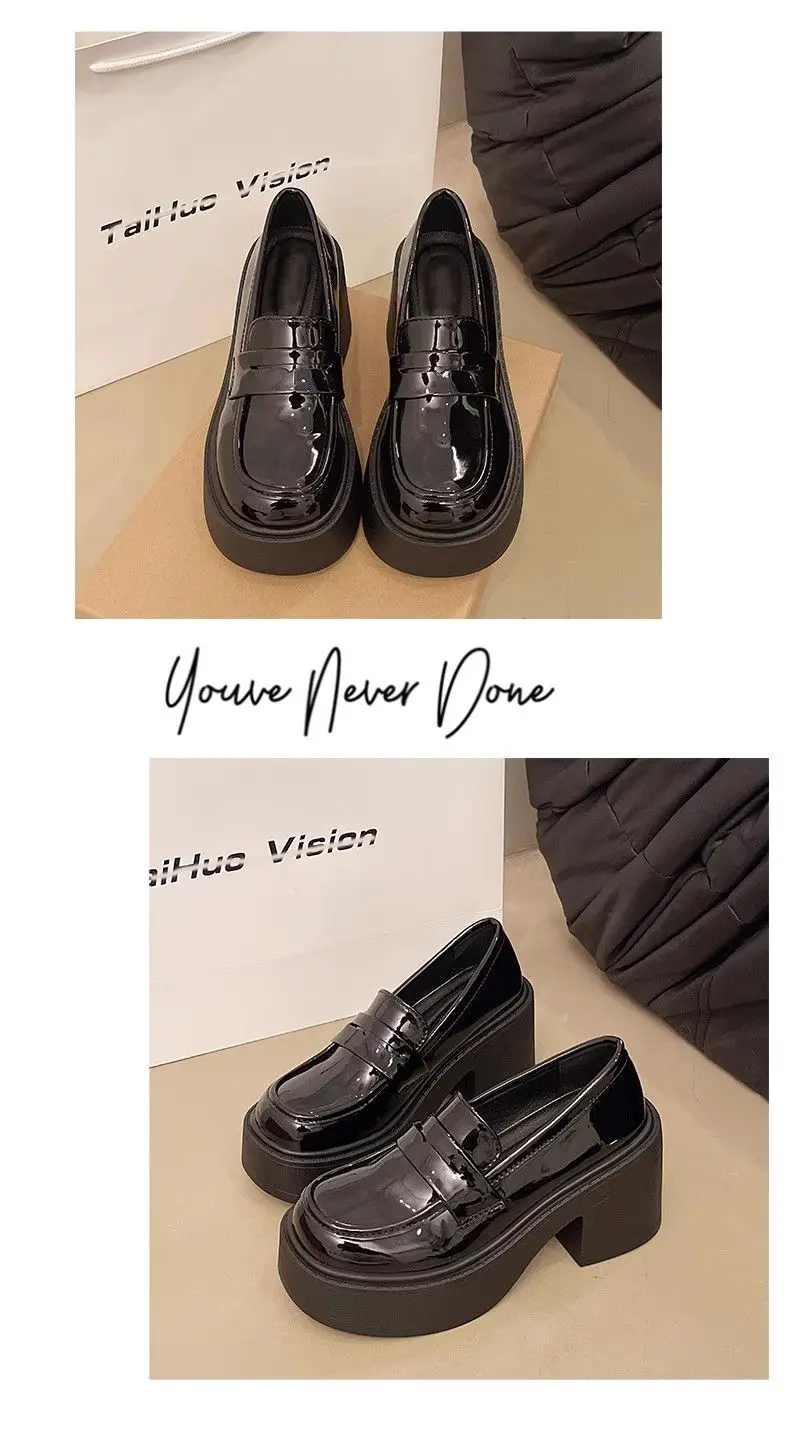 French Retro British Style Thick Heel JK Uniform High Heel Small Leather Shoes Women's 2025 New Spring All-match Loafers — feature 11