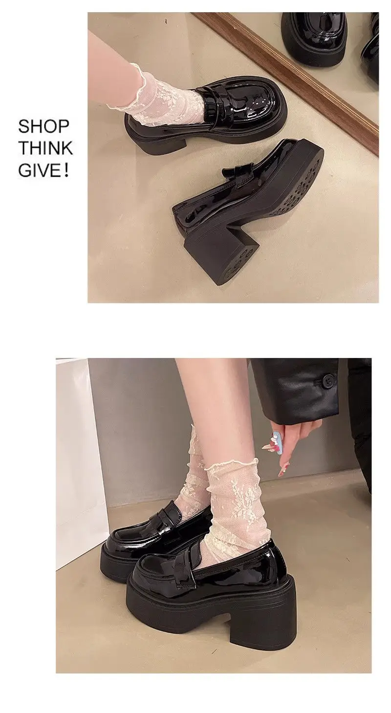 French Retro British Style Thick Heel JK Uniform High Heel Small Leather Shoes Women's 2025 New Spring All-match Loafers — feature 5