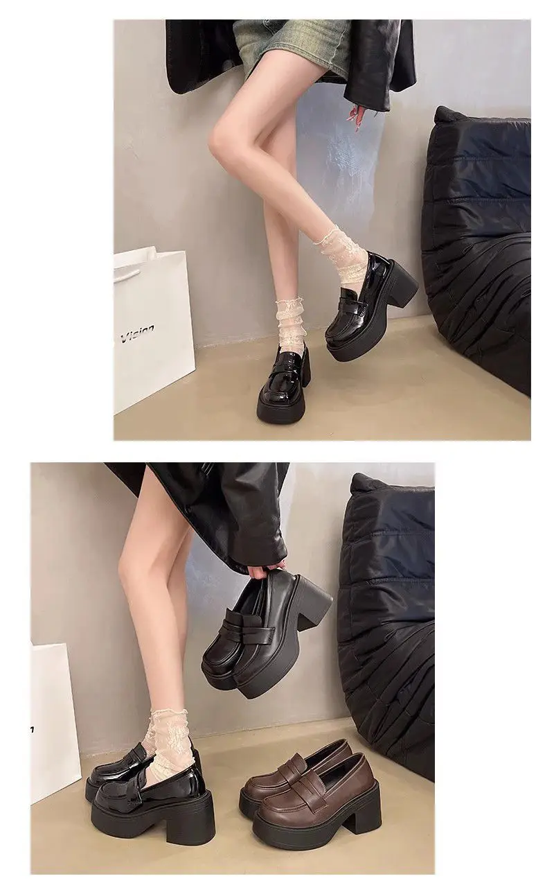 French Retro British Style Thick Heel JK Uniform High Heel Small Leather Shoes Women's 2025 New Spring All-match Loafers — feature 6