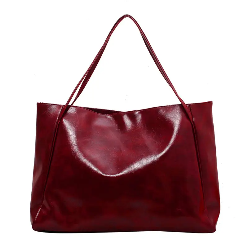Brown Leather Shoulder Bag Large Capacity 2023