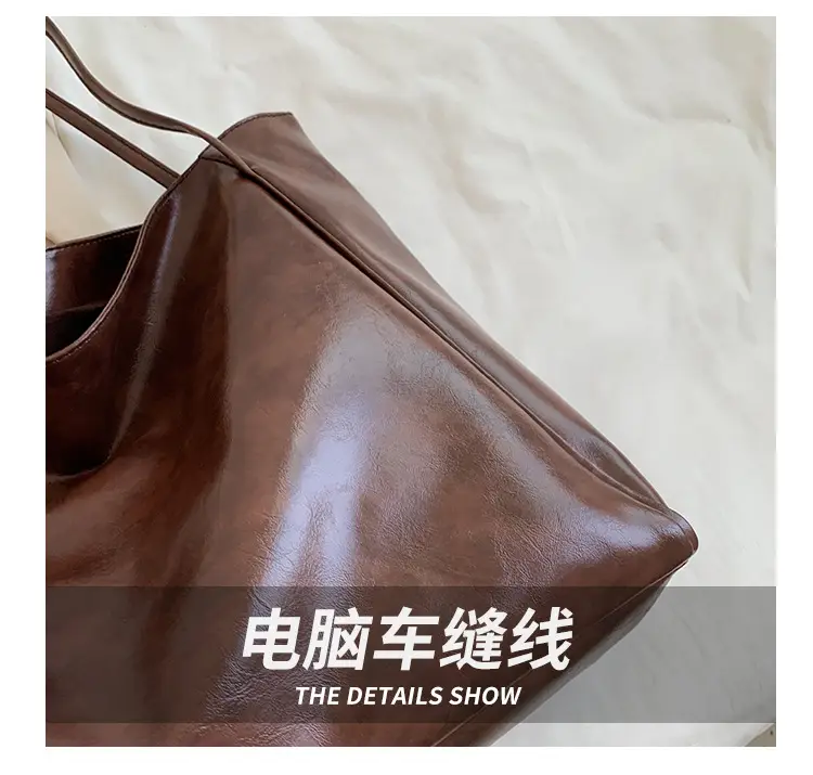 Brown Leather Shoulder Bag Large Capacity 2023 — feature 6