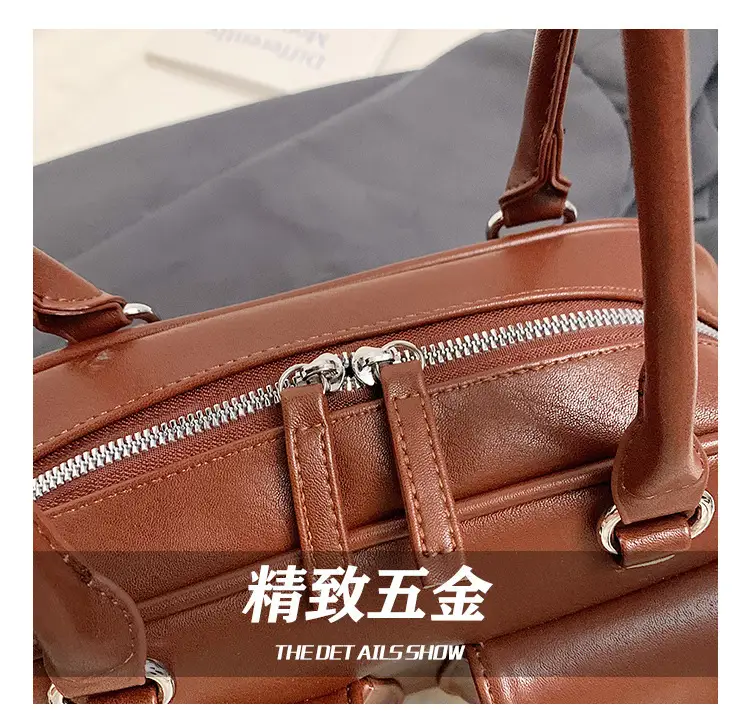 Women's Vintage Brown Shoulder Bag with 2 Pockets — feature 10