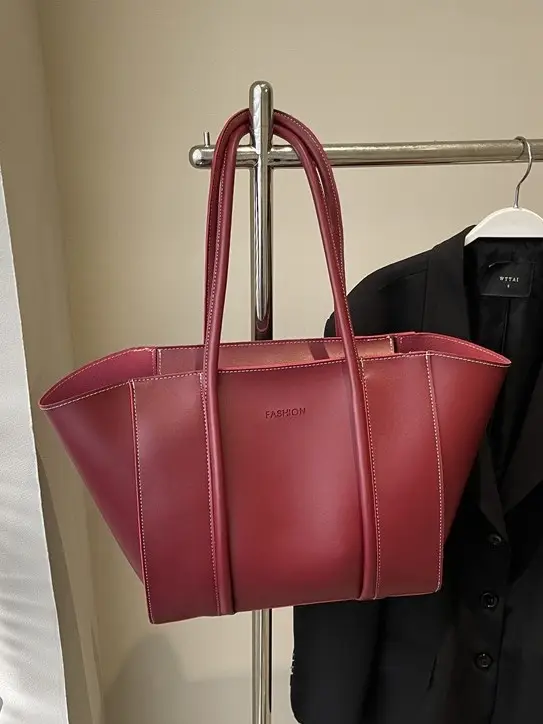 Women's Pink Leather Tote Bag Large Capacity Vintage Style - Image 7
