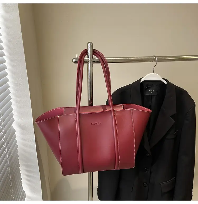 Women's Pink Leather Tote Bag Large Capacity Vintage Style — feature 20