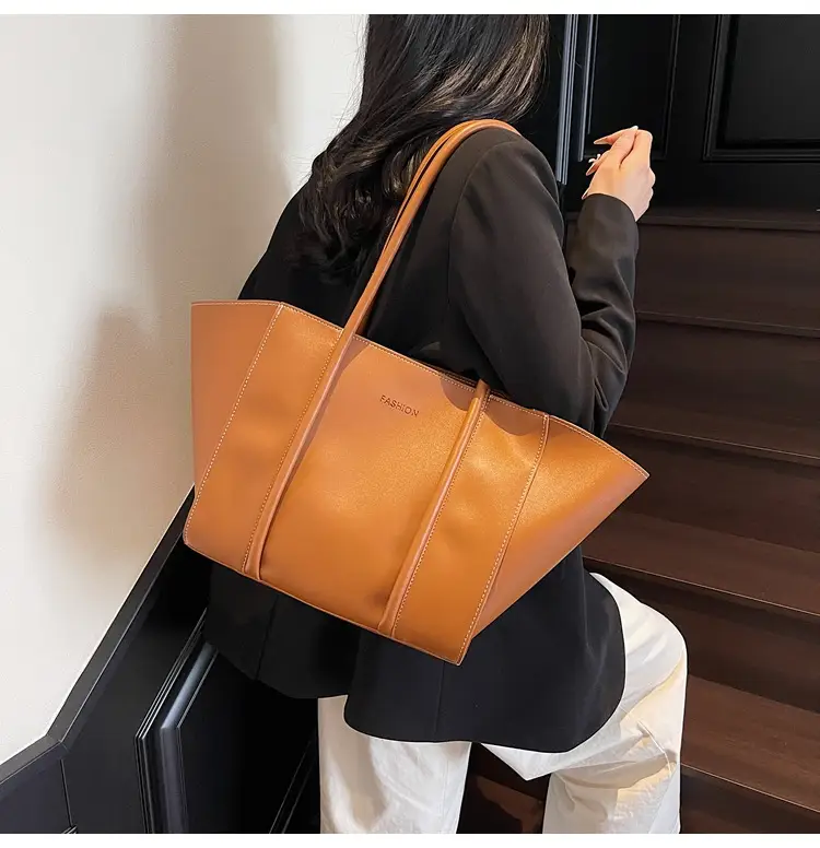 Women's Pink Leather Tote Bag Large Capacity Vintage Style — feature 42
