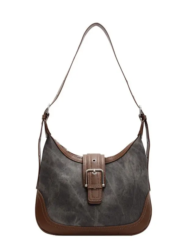 Women Crossbody Bag Blue Velvet Brown Leather Spring Summer 2026 - Image 9