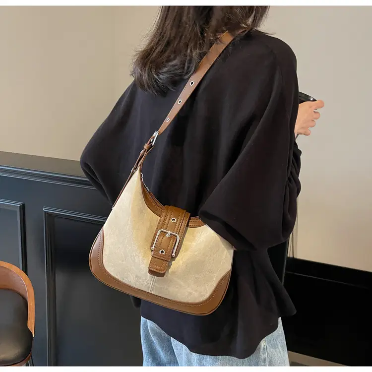 Women Crossbody Bag Blue Velvet Brown Leather Spring Summer 2026 — feature 19