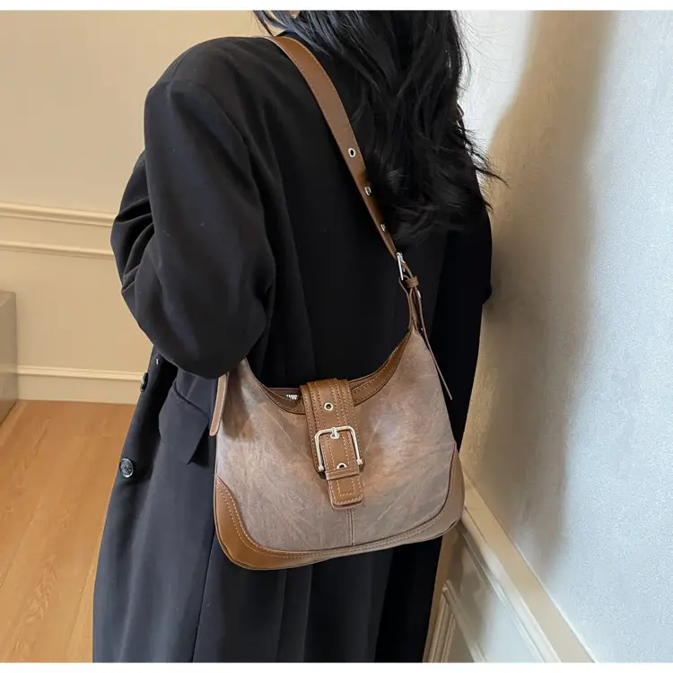 Women Crossbody Bag Blue Velvet Brown Leather Spring Summer 2026 — feature 24