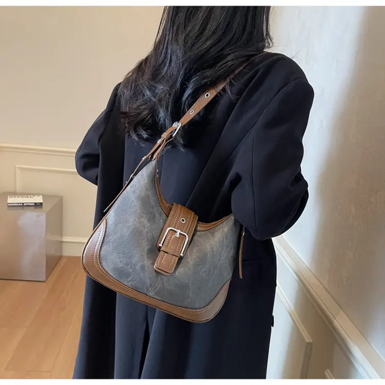 Women Crossbody Bag Blue Velvet Brown Leather Spring Summer 2026 — feature 28
