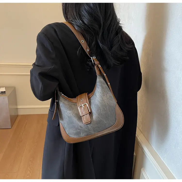 Women Crossbody Bag Blue Velvet Brown Leather Spring Summer 2026 — feature 29