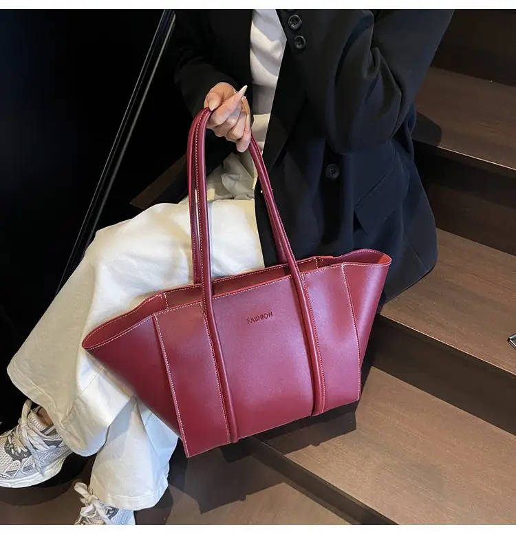 Women's Brown Leather Large Tote Bag with Top Handle β feature 16
