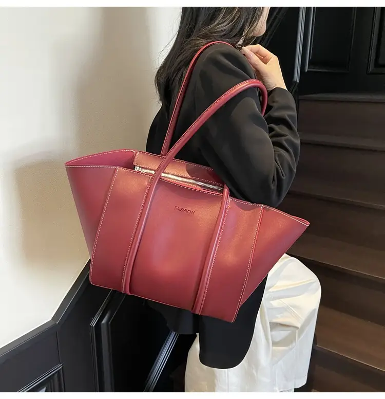 Women's Brown Leather Large Tote Bag with Top Handle β feature 18