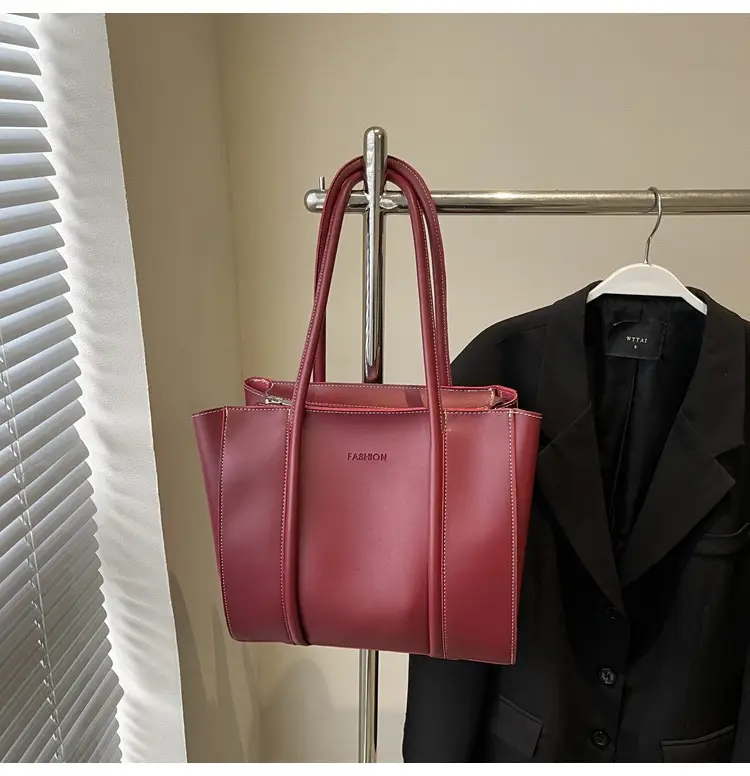 Women's Brown Leather Large Tote Bag with Top Handle β feature 21