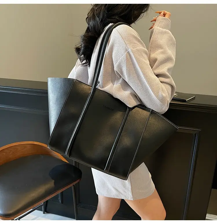 Women's Brown Leather Large Tote Bag with Top Handle β feature 24